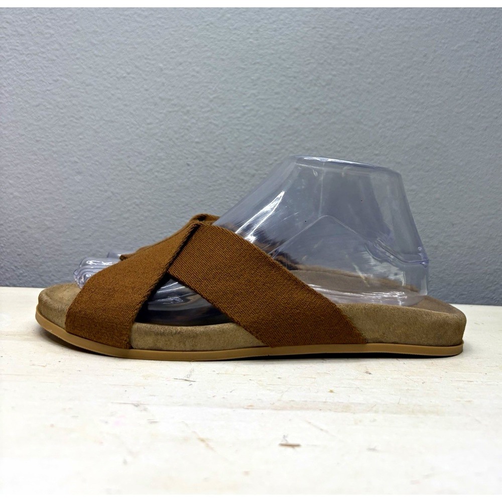 Jenni Kayne Brown Suede Cotton Crossover Slide Sandals Size 39